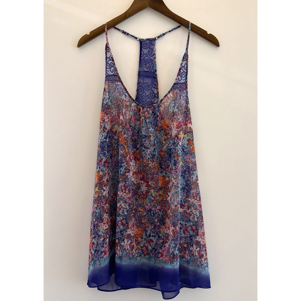 In Bloom Women's Lace Racer Back Cami Top Sz S/P Multicolor Semi-Sheer NWT Tunic